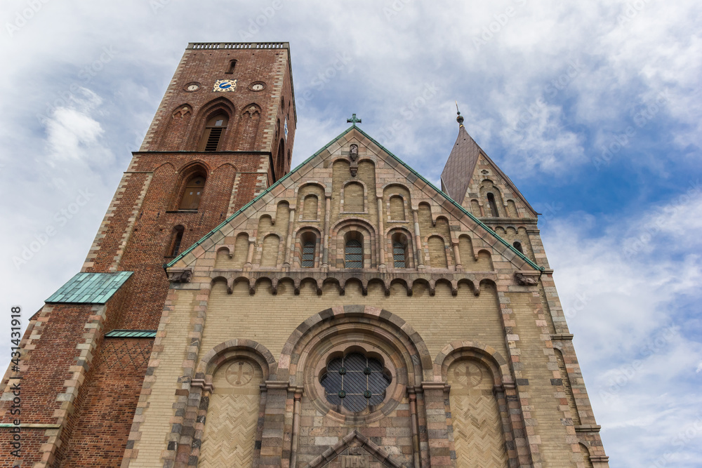 Front facade of the historic cathedral in Ribe