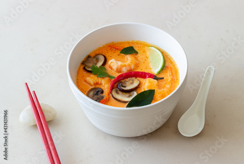 Tom yum soup. Thai cuisine. Healthy eating. Recipes.