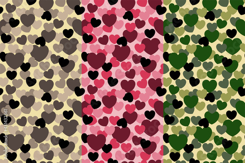 Seamless Camouflage pattern - hearts shapes, texture military camouflage repeats seamless army hunting