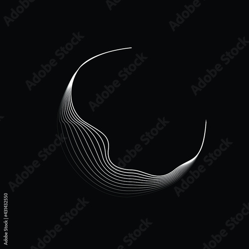 Lines in Semi Circle Form .  Vector Illustration .Technology round. Moon Logo . Design element . Abstract Geometric shape .