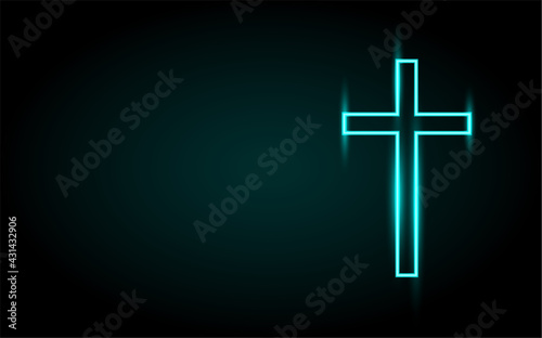 Neon glowing lines, Black magic concept, crucifix background wallpaper design