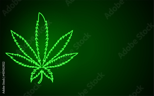 Neon glowing lines, marijuana concept, marijuana background design