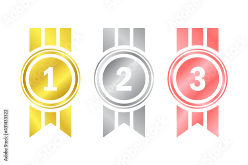 shiny medal ornament design template set collection, colorful, ranking of the winners, vector