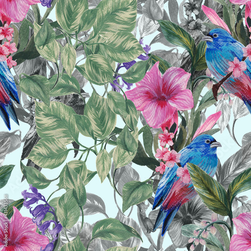 Beautiful seamless pattern with floral background. © thitiphorn