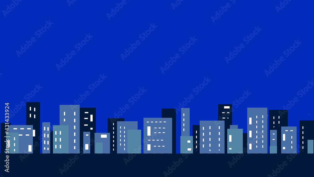 夜のビルの都市風景の背景イラスト
