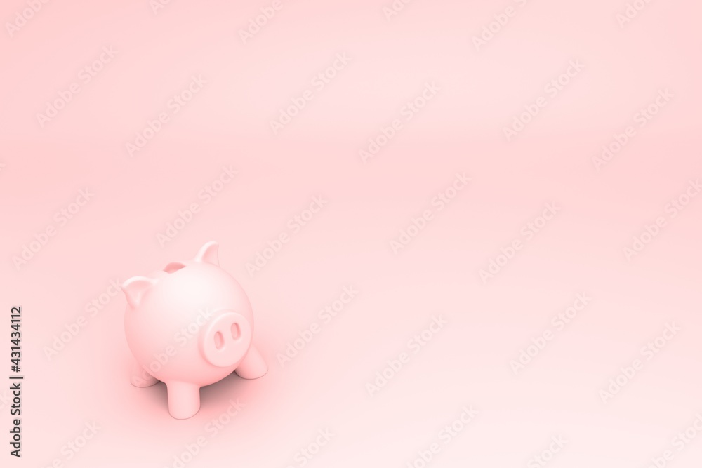 3D illustrations of a pink piggy bank safe for your money representing financial savings and financial security over a pink background