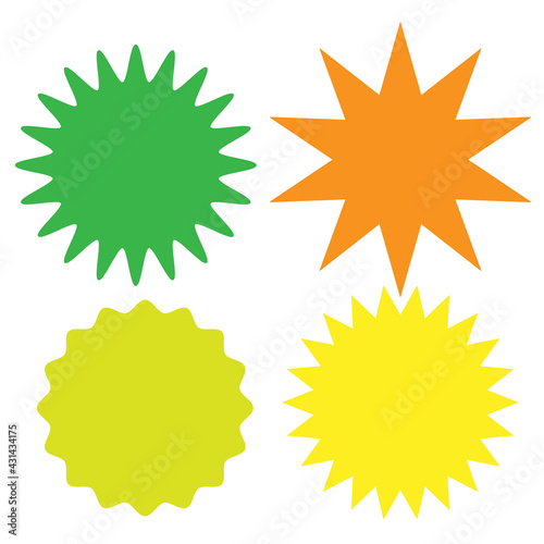 Set of multicolor blank labels various shape isolated on whiteVector illustration 