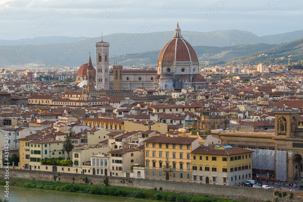 View of the Cathedral of Santa Maria del Fiore on a September afternoon. Italy, Florence