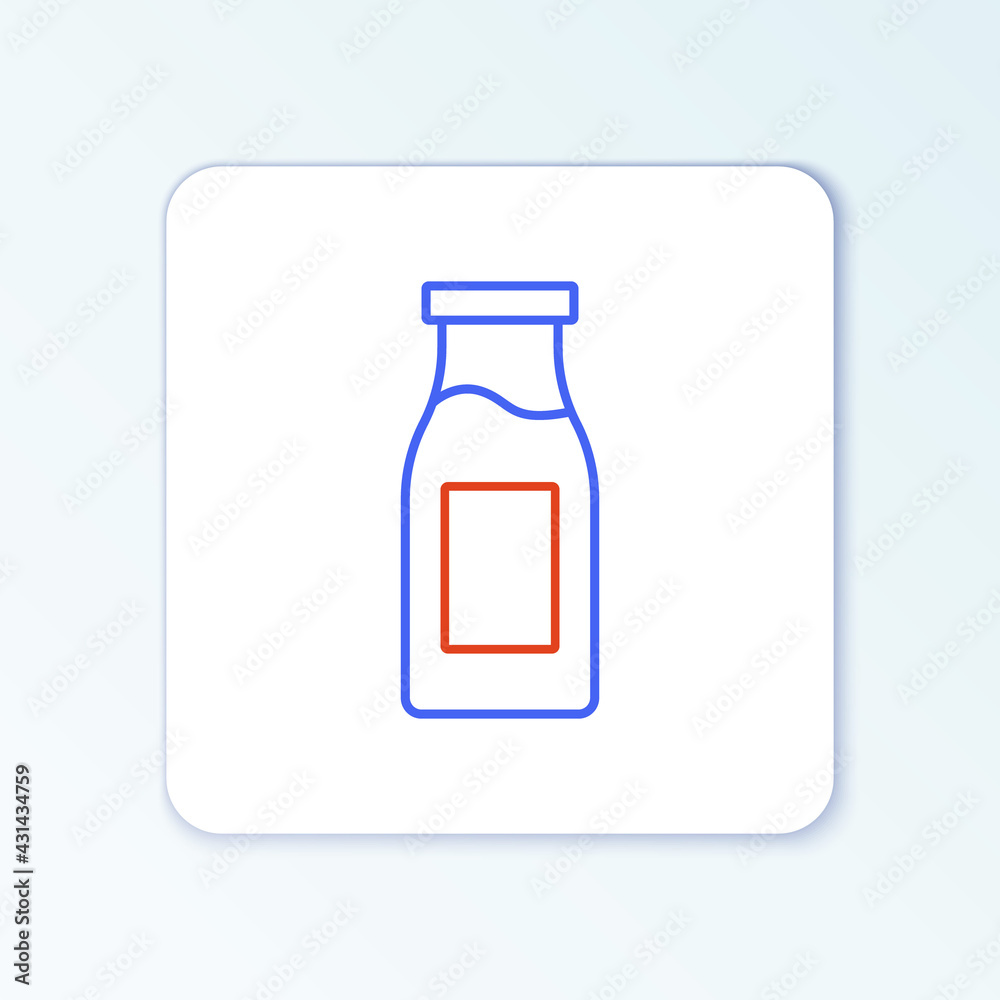 Line Closed glass bottle with milk icon isolated on white background. Colorful outline concept. Vector