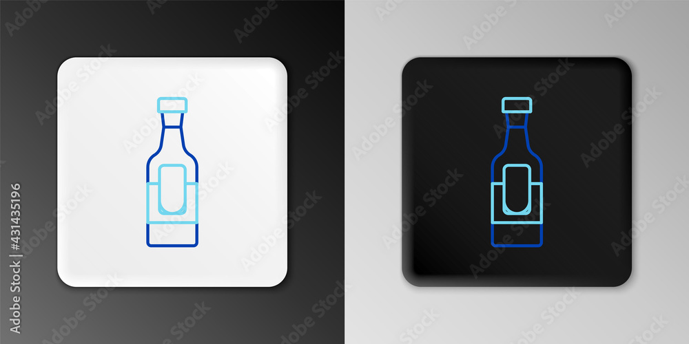 Line Wine bottle icon isolated on grey background. Colorful outline concept. Vector
