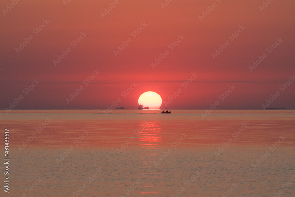 landscape view of sunset over the sea