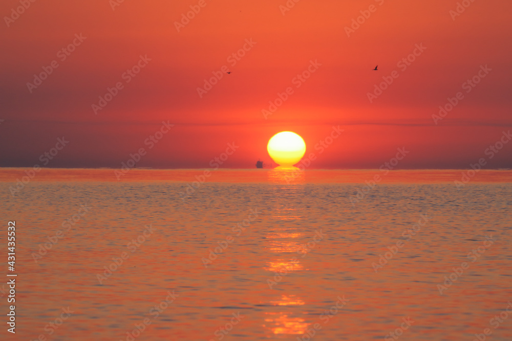 landscape view of sunset over the sea