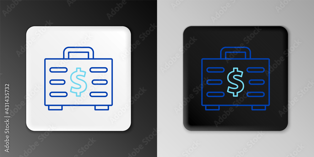 Line Briefcase and money icon isolated on grey background. Business case sign. Business portfolio. Colorful outline concept. Vector Line Briefcase and money icon isolated on grey background. Business case sign. Business portfolio. Colorful outline concept. Vector