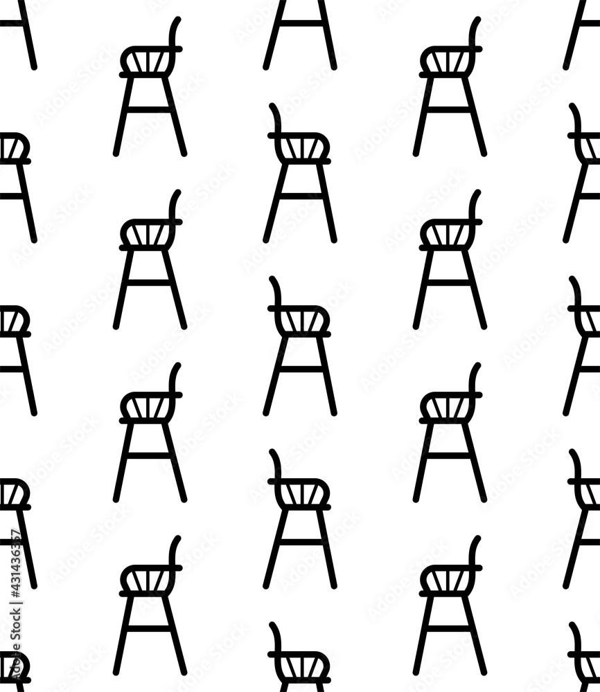 High Chair Icon Seamless Pattern, Wide Base Tall Lag Chair High Chair Icon Seamless Pattern, Wide Base Tall Lag Chair