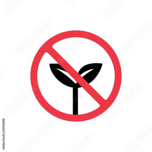 Forbidden plant icon, do not touch plant sign, prohibited leaf symbol - Vector