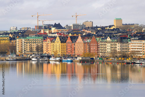 View of the Norr-Malarstrand embankment on a sunny March day, Stockholm photo