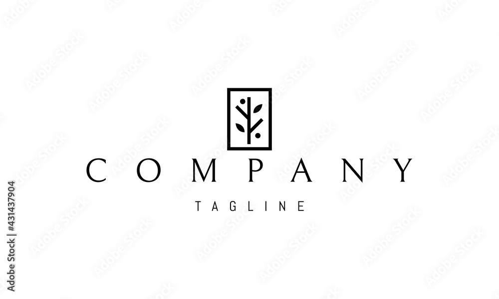 Vector logo on which an abstract image of a tree twig in a minimalist style. Vector logo on which an abstract image of a tree twig in a minimalist style.