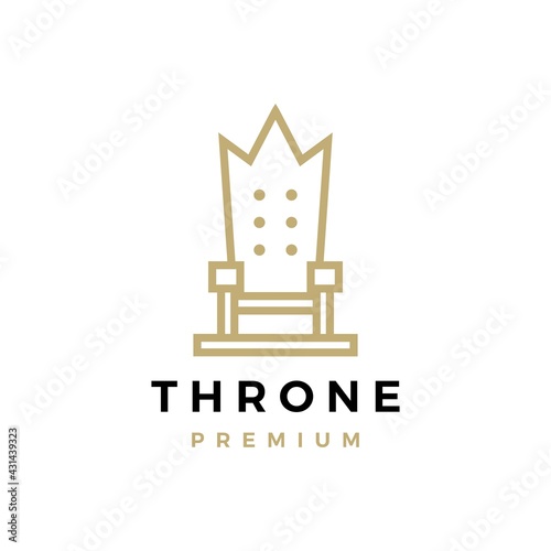 throne crown king logo vector icon illustration