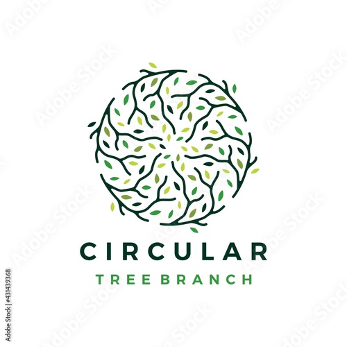 circle circular tree branch logo vector icon illustration