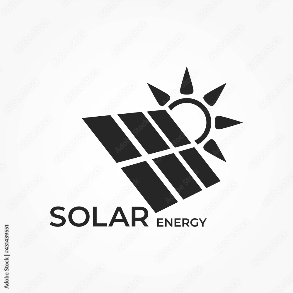 solar energy logo. eco, environment, sustainable and renewable energy