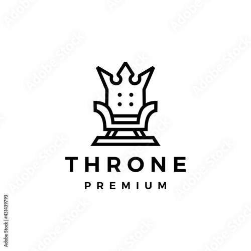 throne crown king logo vector icon illustration