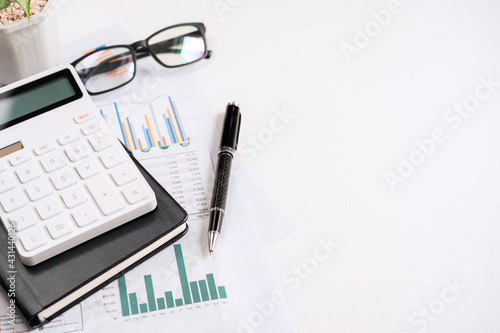 Tablou pe pânză Desk office business financial accounting calculate with copy space