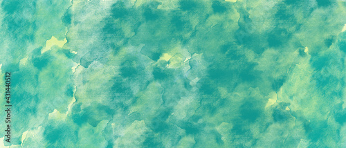 Abstract green wet watercolor splash paint texture or grunge background photo