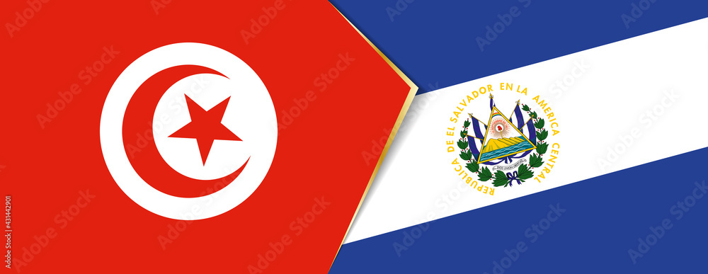 Tunisia and El Salvador flags, two vector flags. Tunisia and El Salvador flags, two vector flags.
