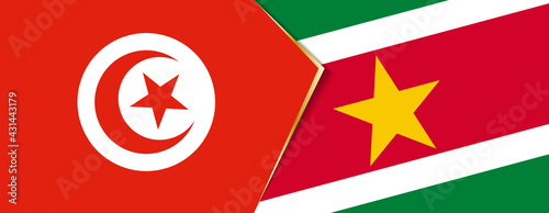 Tunisia and Suriname flags, two vector flags.