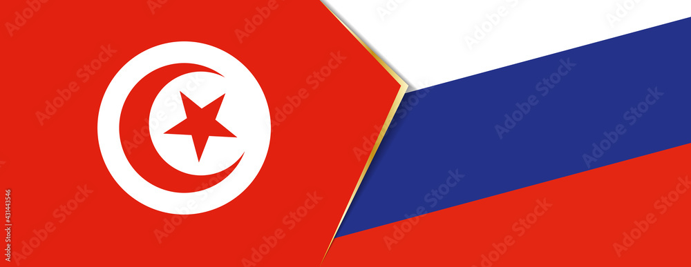 Tunisia and Russia flags, two vector flags. Tunisia and Russia flags, two vector flags.