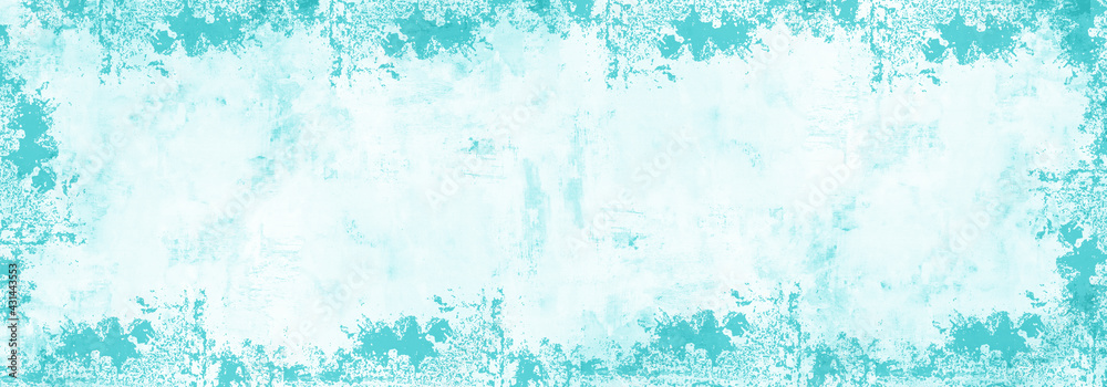 Abstract white tourquoise painted brush painted paper texture background banner panorama