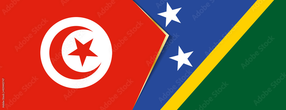 Tunisia and Solomon Islands flags, two vector flags. Tunisia and Solomon Islands flags, two vector flags.