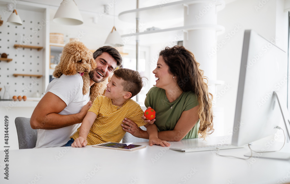 Happy family spending time together, having fun at home Happy family spending time together, having fun at home