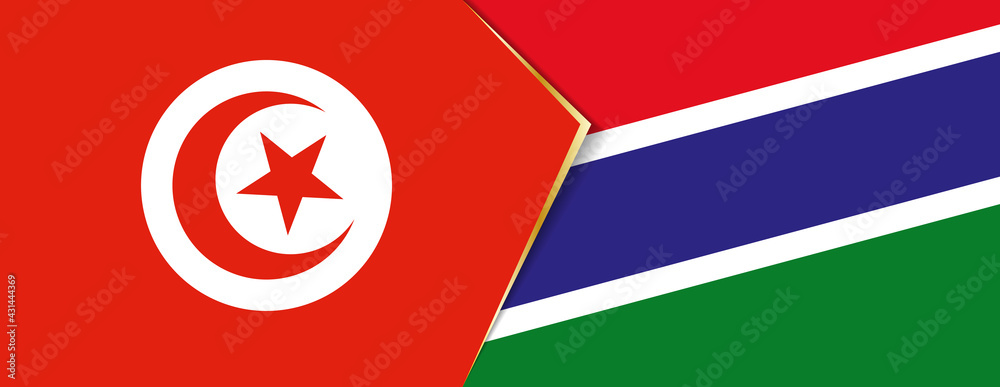 Tunisia and Gambia flags, two vector flags. Tunisia and Gambia flags, two vector flags.