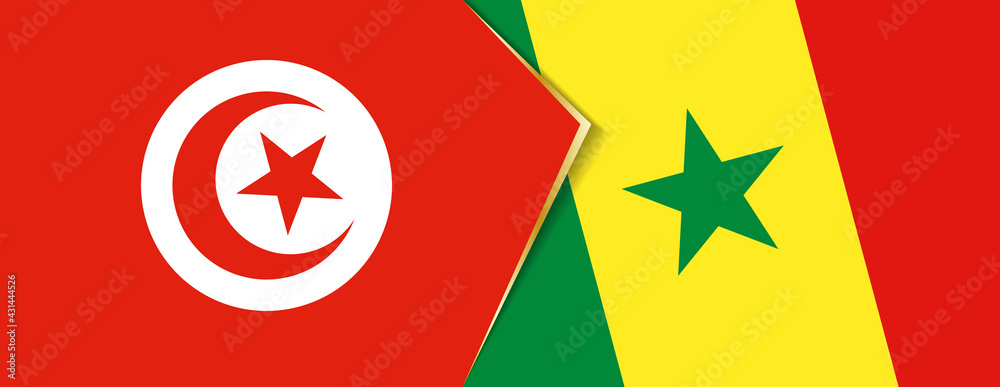 Tunisia and Senegal flags, two vector flags. Tunisia and Senegal flags, two vector flags.
