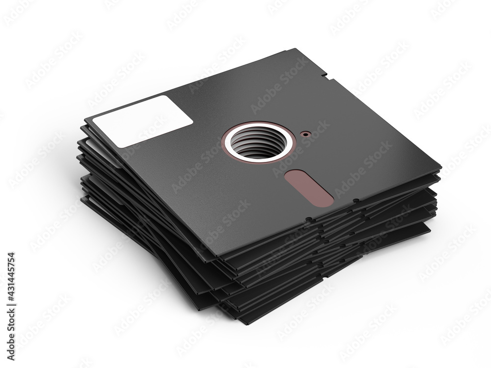 Stack of 5.25 inch floppy disks isolated on white background. Stack of ...