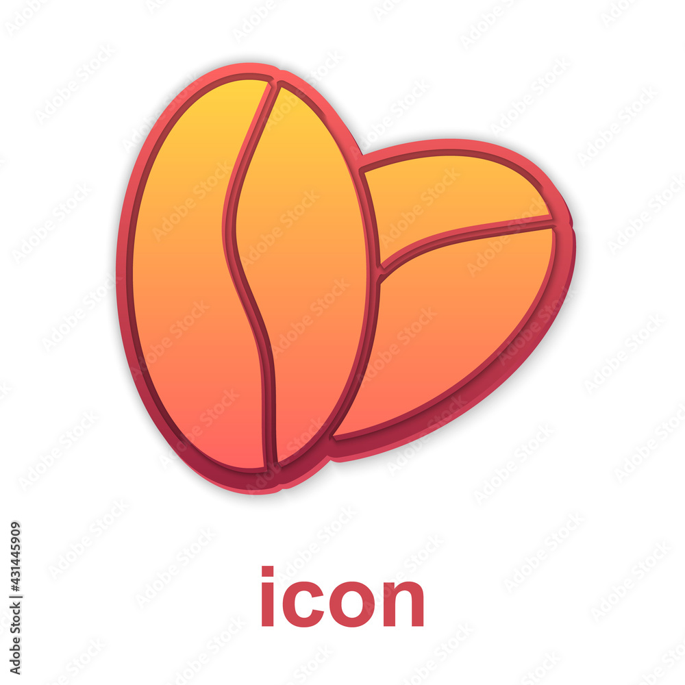 Gold Coffee beans icon isolated on white background. Vector