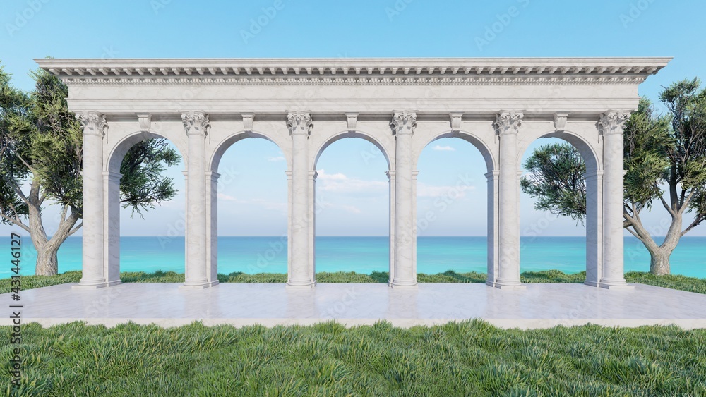 Obraz premium 3d rendering The Pavilion with sea background