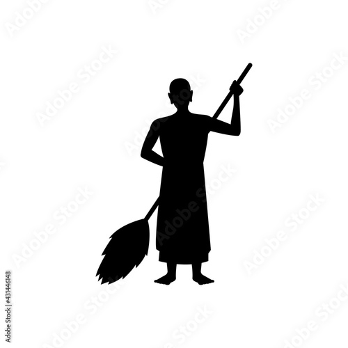 black silhouette design with isolated white background of clean the temple