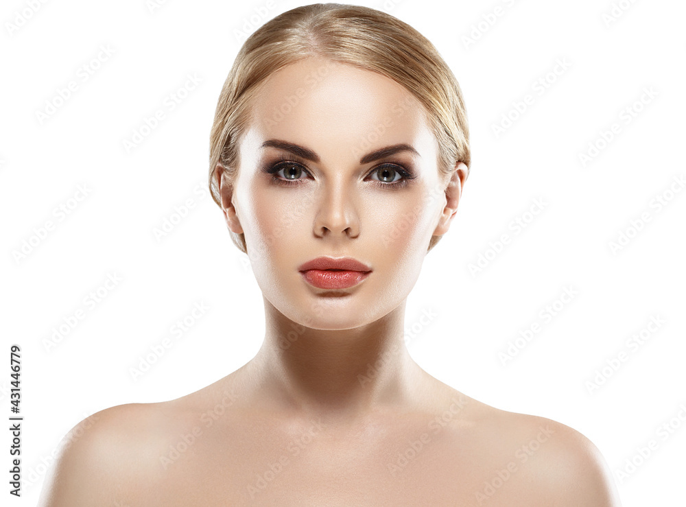 Beautiful young woman with healthy clean skin natural make up healthy blonde hair beautiful eyes and lips Beautiful young woman with healthy clean skin natural make up healthy blonde hair beautiful eyes and lips