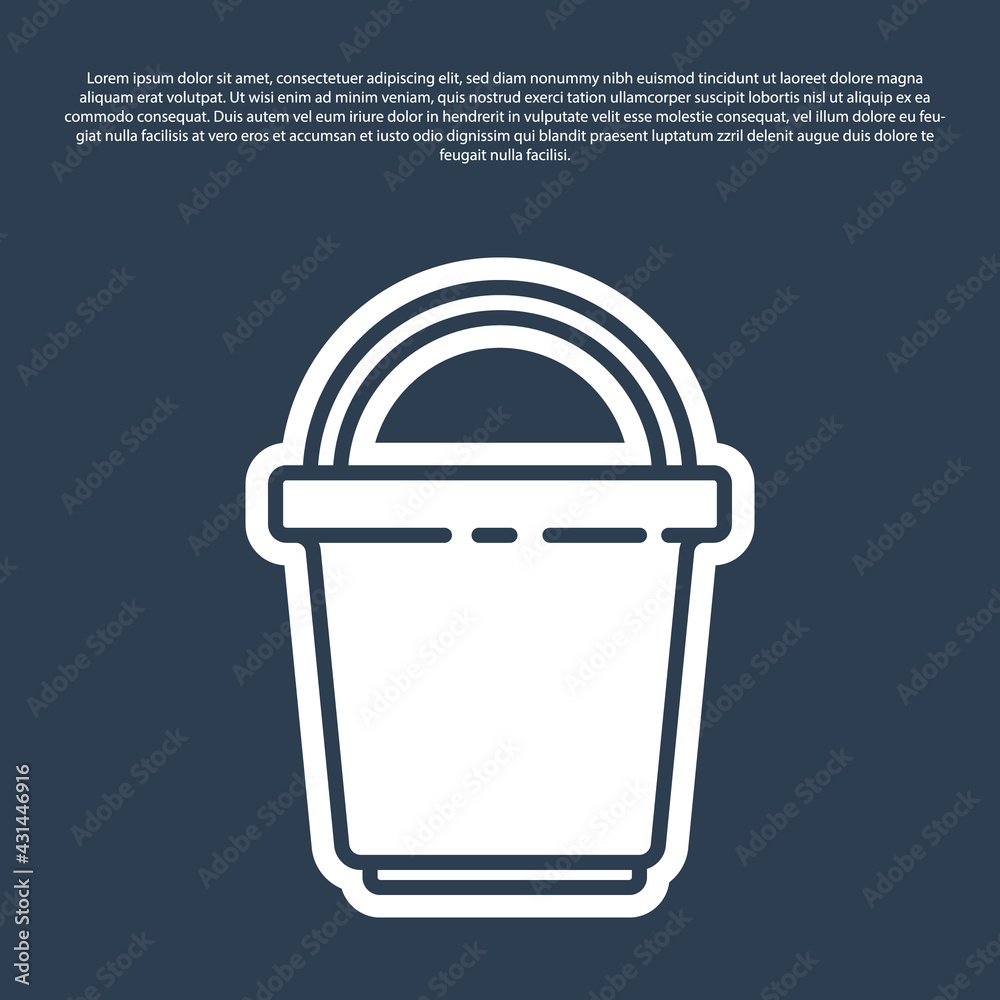 Blue line Bucket icon isolated on blue background. Cleaning service concept. Vector Illustration Blue line Bucket icon isolated on blue background. Cleaning service concept. Vector Illustration