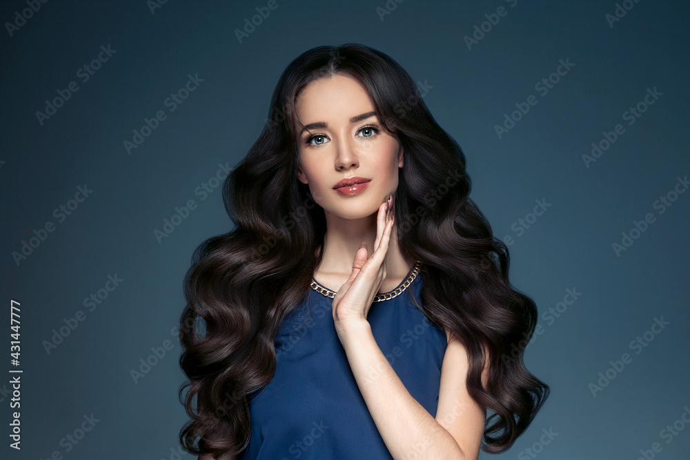 Fototapeta premium Beautiful woman with long hair, shine and curly, beauty girl