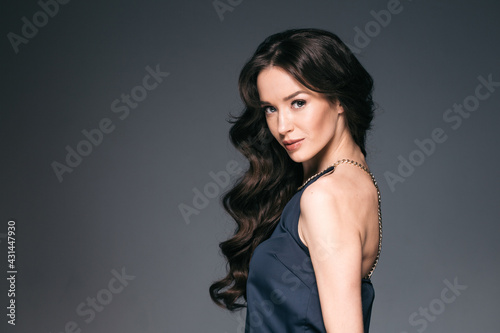 Beautiful woman with long hair, shine and curly, beauty girl