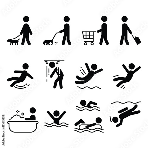 Icon collection people doing various activities