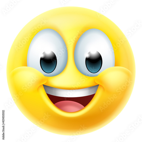 Happy Smiling Cartoon Emoji Emoticon Face Icon