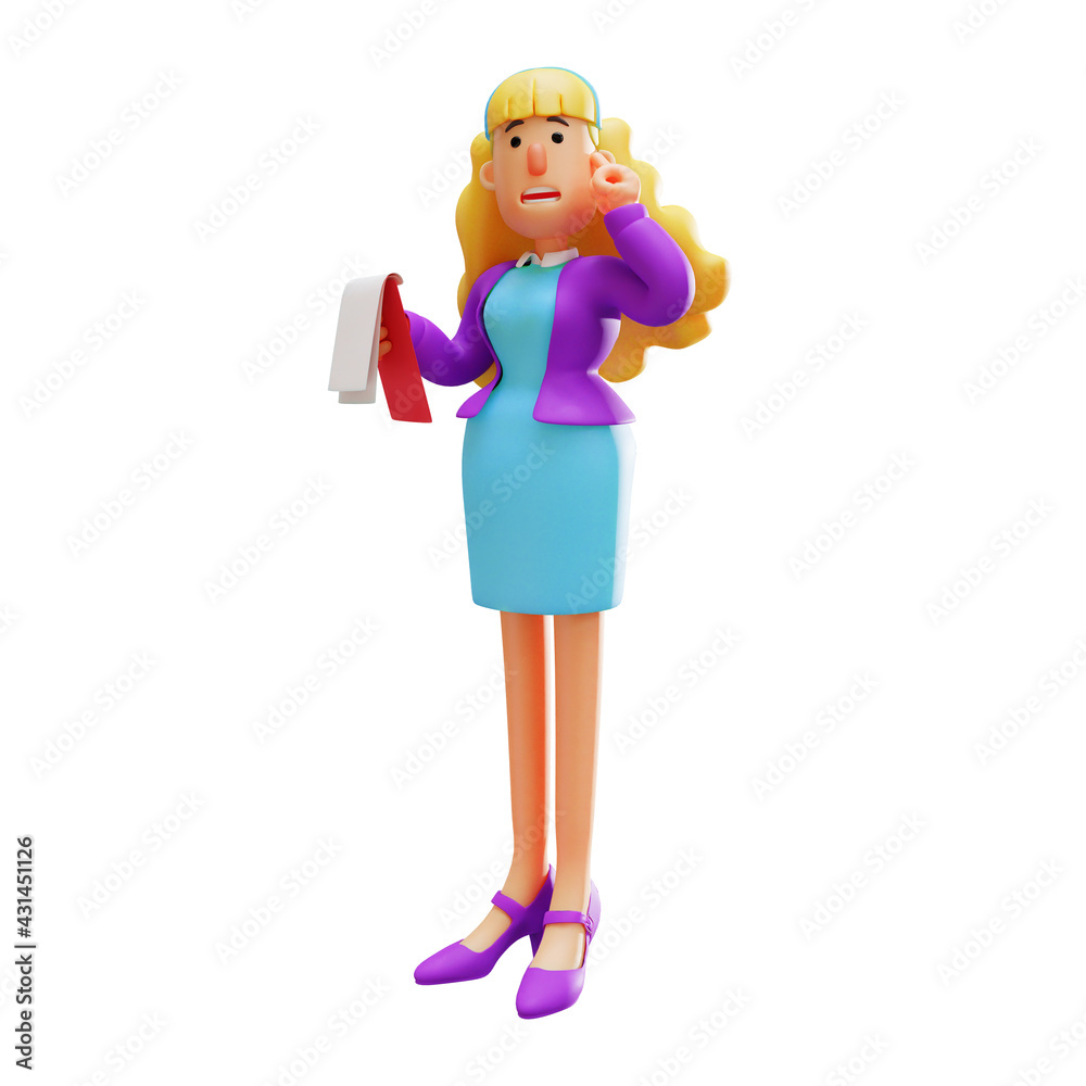 Business Woman Cartoon Illustration Showing a Serious Face