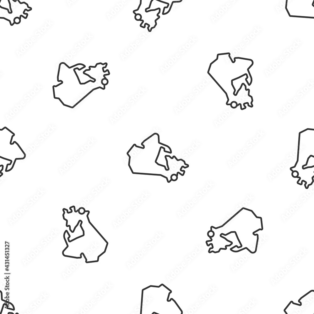 Fototapeta premium Grey line Canada map icon isolated seamless pattern on white background. Vector
