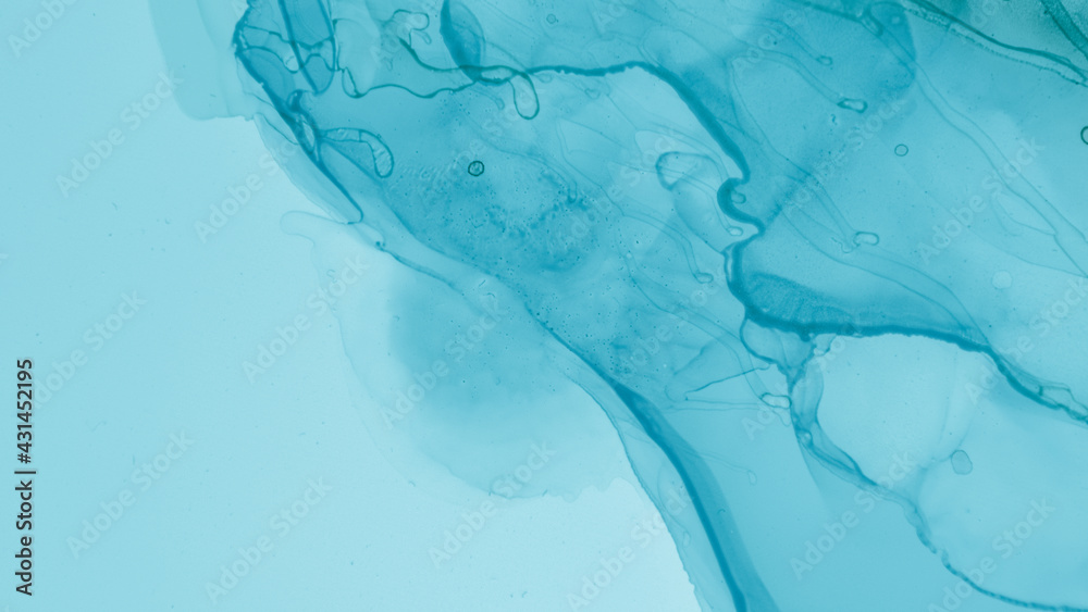 Watercolor Paint Illustration. Pastel Flow Design. Blue Ocean Fashion Abstraction. Green Pastel Fluid Liquid. Blue Smoke Fashion Abstraction. Contemporary Color Illustration. Alcohol Ink Marble.