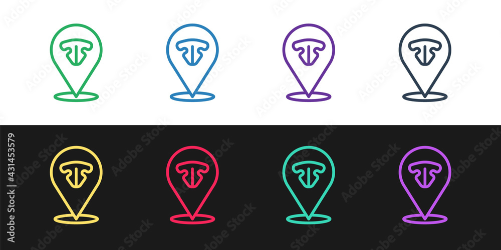 Set line Cat nose icon isolated on black and white background. Vector Set line Cat nose icon isolated on black and white background. Vector