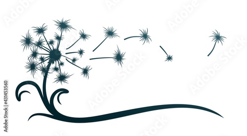 The symbol of field dandelion Flower with flying seeds.